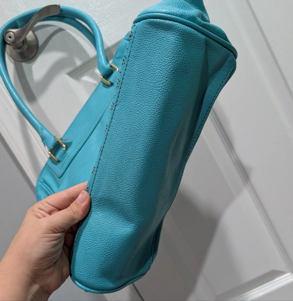 Lulu by Lulu Guinness Turquoise Blue Satchel with Gold Hardware
